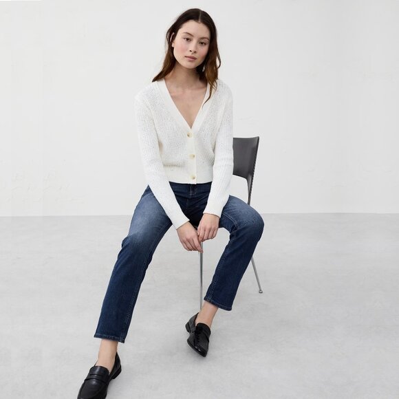 2/$30 Banana Republic Girlfriend Jeans Cropped Dark Wash 28/ 6 #BAG2 - Picture 3 of 10